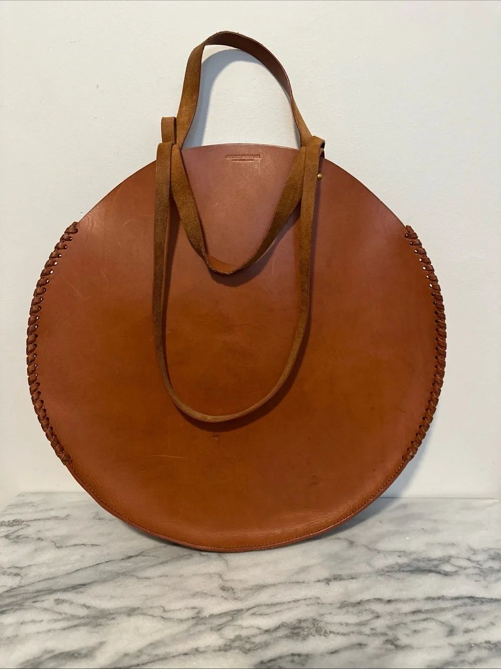Rare Jerome Dreyfuss Paris Héctor round leather bag double handles large size